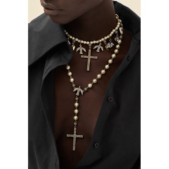 Colar Espirito Santo Perolas Fe III Ouro Vintage